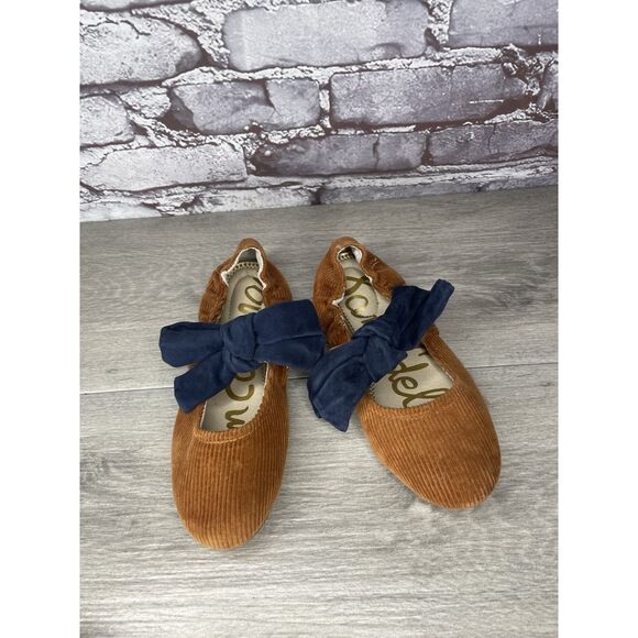 Sam Edelman Felicity Mustard Navy Bow Ballet Flats Shoes Big Kids Sz 3M US/34EU - Picture 11 of 16